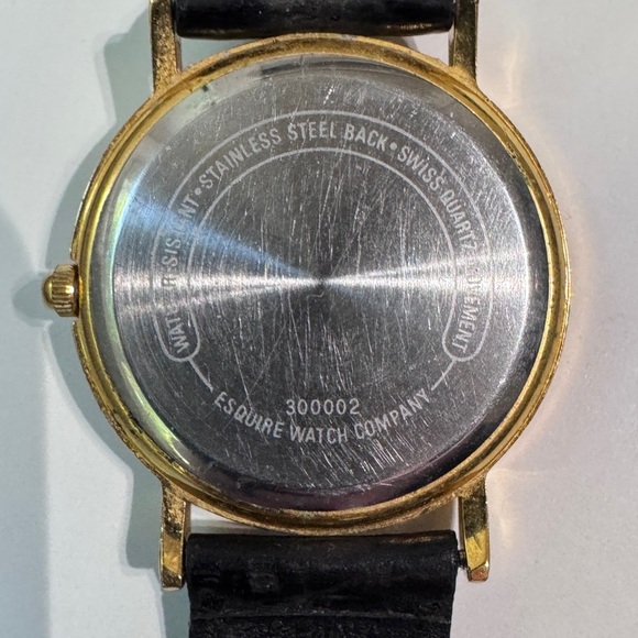 🕰️ Vintage Stylish Early 1990’s Men’s Movado ESQ Gold and Black Watch - Picture 10 of 16